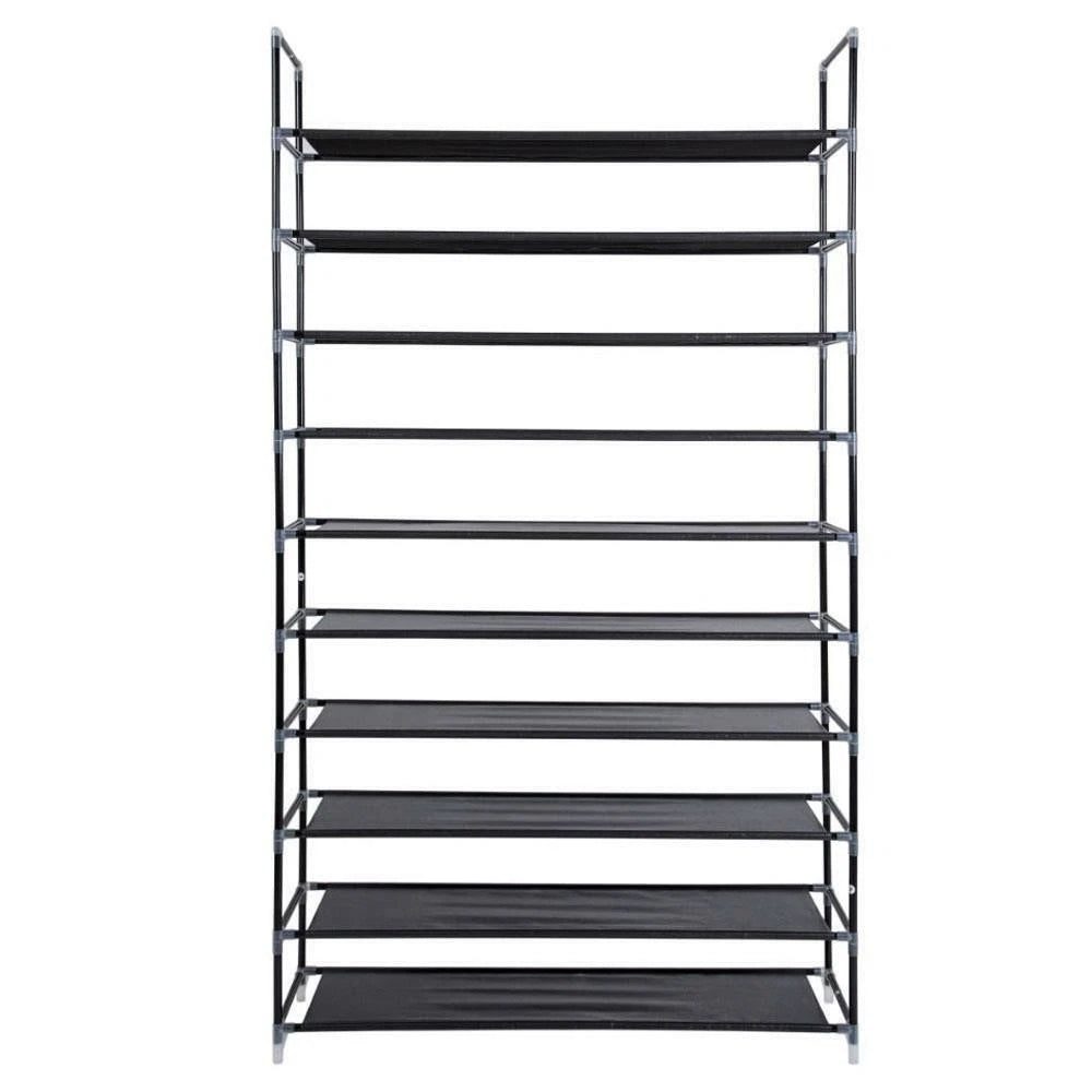 Home Collection 10 Tier Shoe Rack Organizer 50 Pair Storage Space Saving Shelves Black