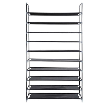 Home Collection 10 Tier Shoe Rack Organizer 50 Pair Storage Space Saving Shelves Black