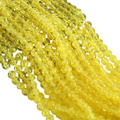 200 Pcs Crackle Glass Loose Beads – 8mm Round Beads