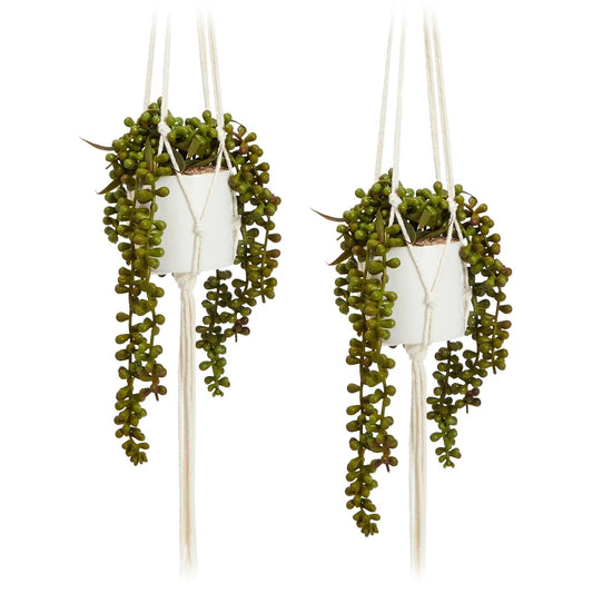 2-Pack Artificial Hanging String of Pearls Plants with Ceramic Pots