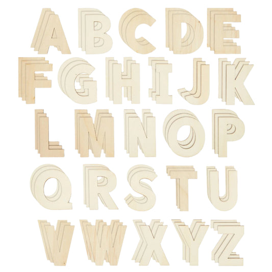 88-Piece Unfinished Wooden Alphabet Letters Set