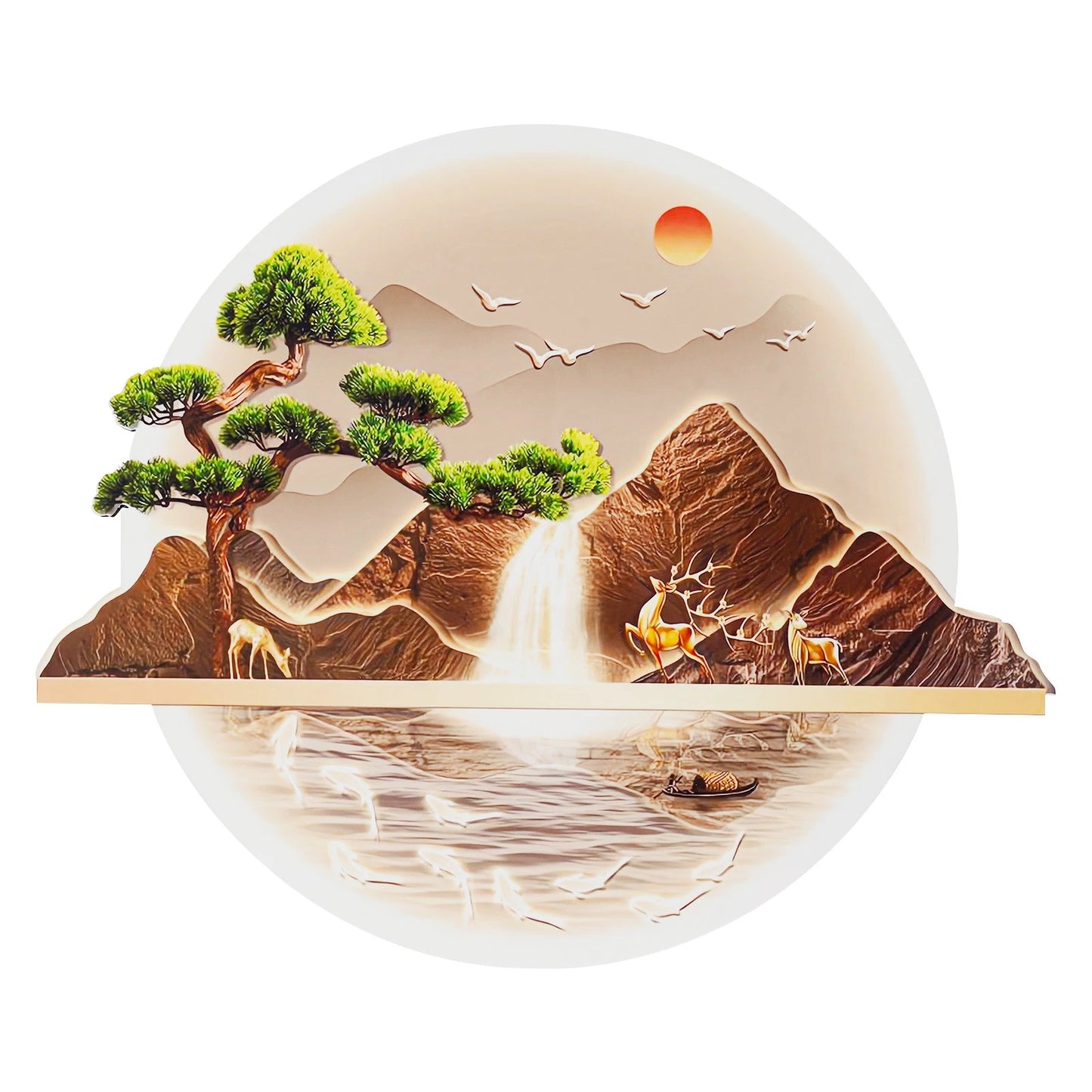 LED Wall Art Decor – Chinese Landscape Wall Decoration with Remote