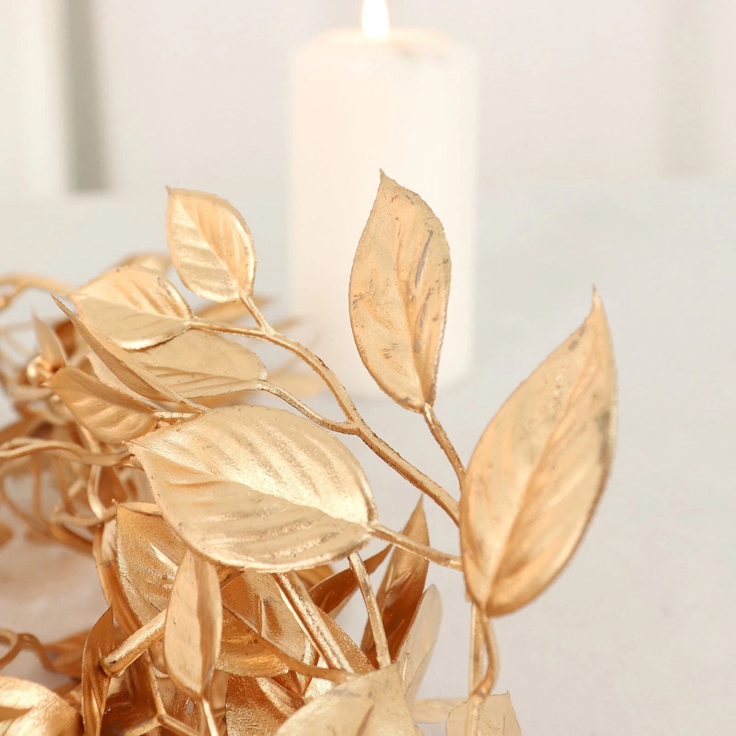 Home Collection 6 Ft Gold Metallic Magnolia Leaf Garland