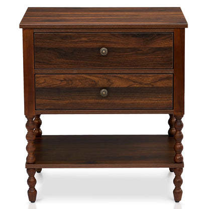 Solid Wood Side Table with Spindle Legs