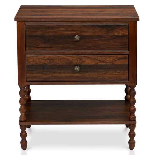 Solid Wood Side Table with Spindle Legs