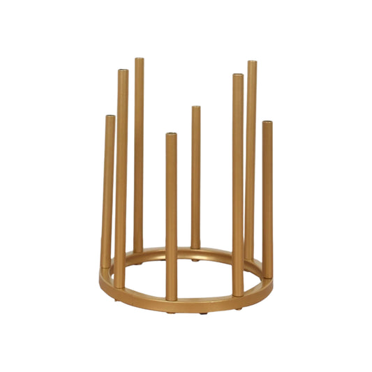 10" Gold Round 8-Tube Minimalist Metal Flower Vase