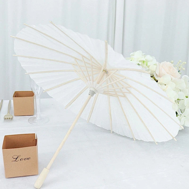 Home Collection 4 White 16" Paper Umbrellas – Decorative Parasols for Weddings, Parties & Events