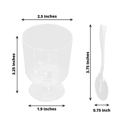 Home Collection 24-Pack Clear 5 oz Ribbed Round Plastic Dessert Cups with Spoons