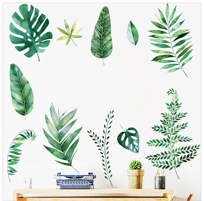 Green Wall Stickers Assorted Tropical Leaves