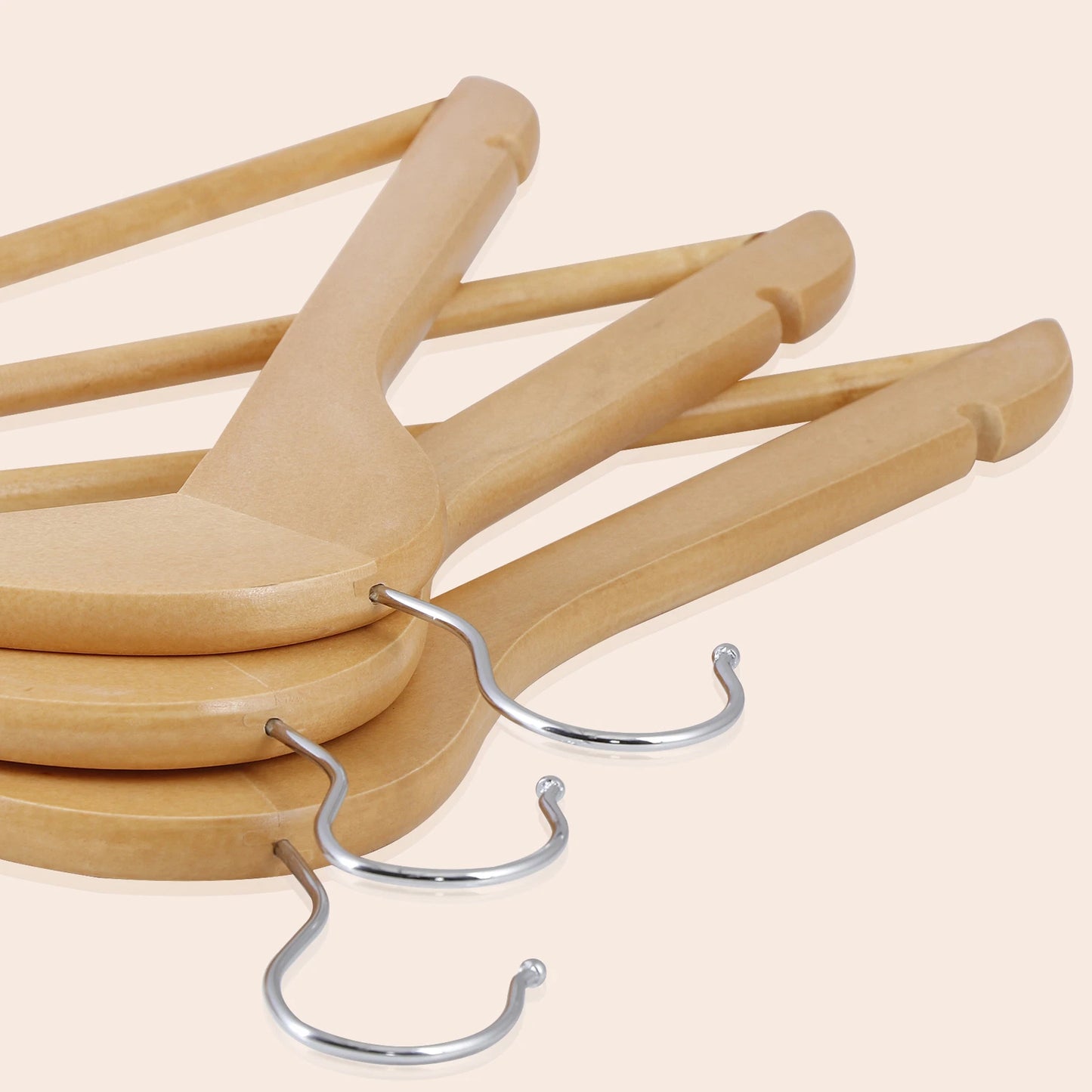 Home Collection 50 Pack Premium Wooden Clothes Hangers with Non-Slip Grooves
