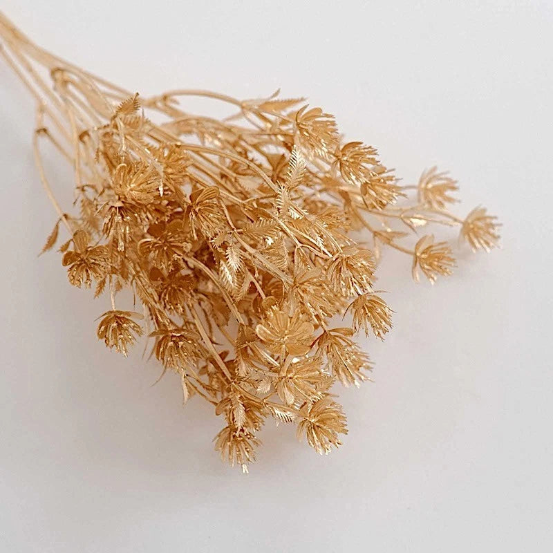 4-Pack Gold Metallic Artificial Baby’s Breath Bouquets – 13" Decorative Stems