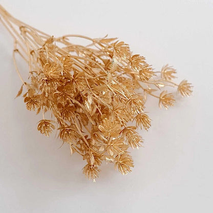 4-Pack Gold Metallic Artificial Baby’s Breath Bouquets – 13" Decorative Stems