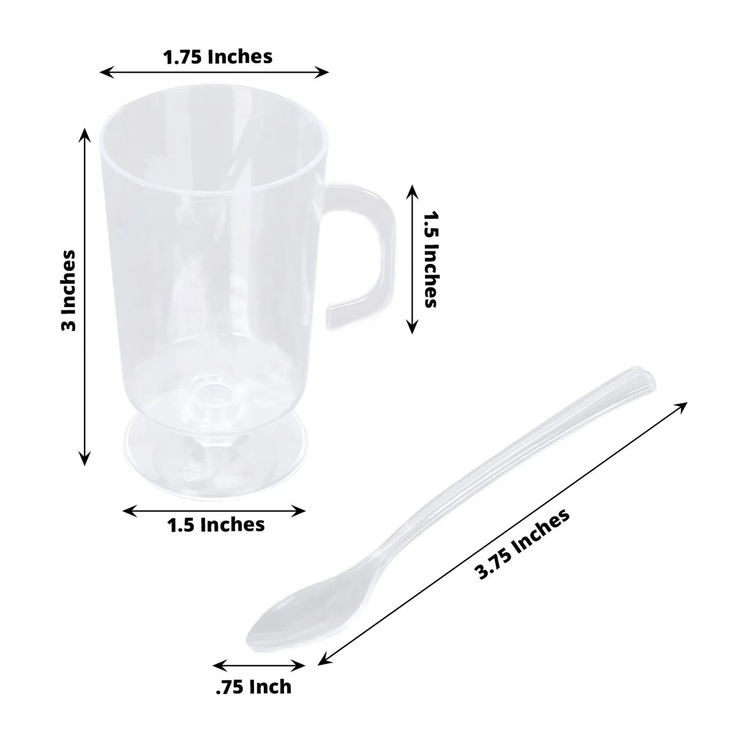24-Pack 2 oz Clear Disposable Plastic Dessert Cups with Handles & Spoons