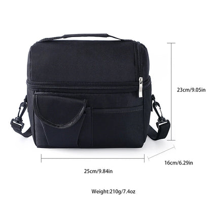 Insulated Dual-Compartment Leakproof Lunch Tote Cooler Bag Burgundy