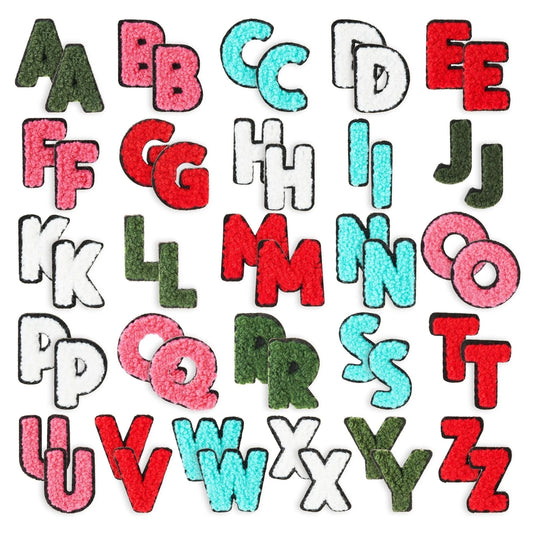 52 Pcs 1" Iron-On Chenille Letter Patches