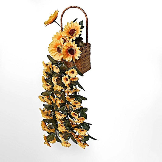 Home Collection 22" Silk Sunflowers Artificial Hanging Vine Bush