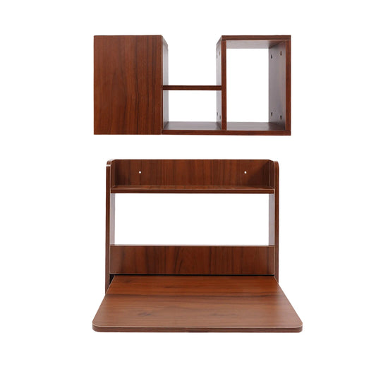 Wall-Mounted Bookshelf & Fold-Down Writing Table