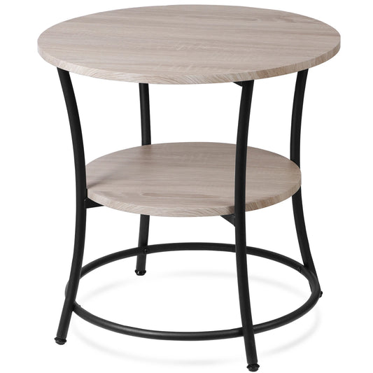 Round End Table with 2 Shelves