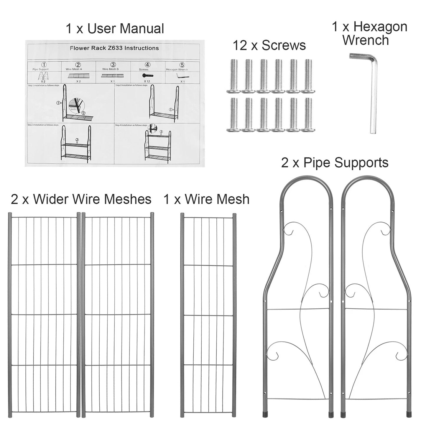 Home Collection 3-Tier Metal Plant Stand Shelf
