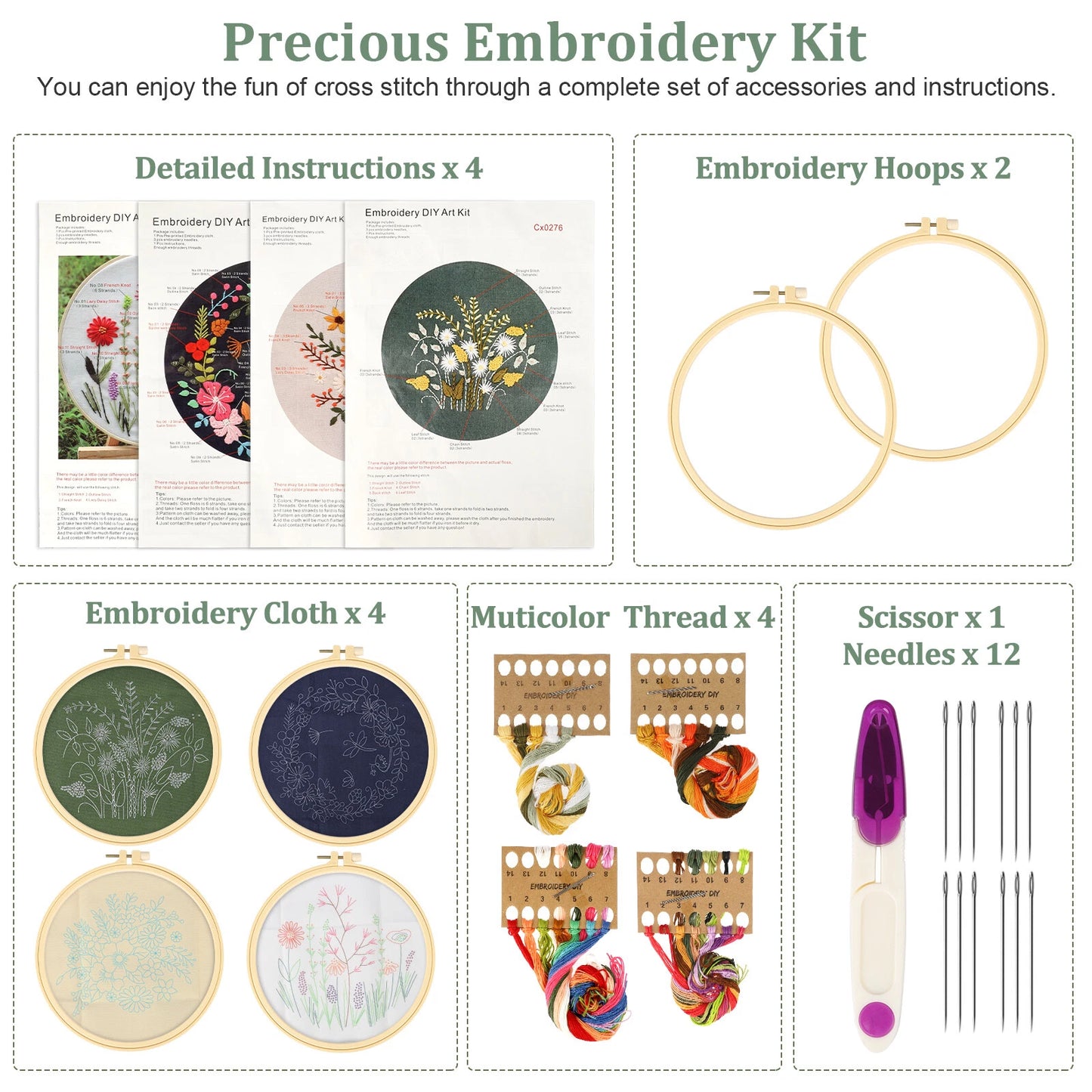 4-Piece Embroidery Starter Kit for Beginners