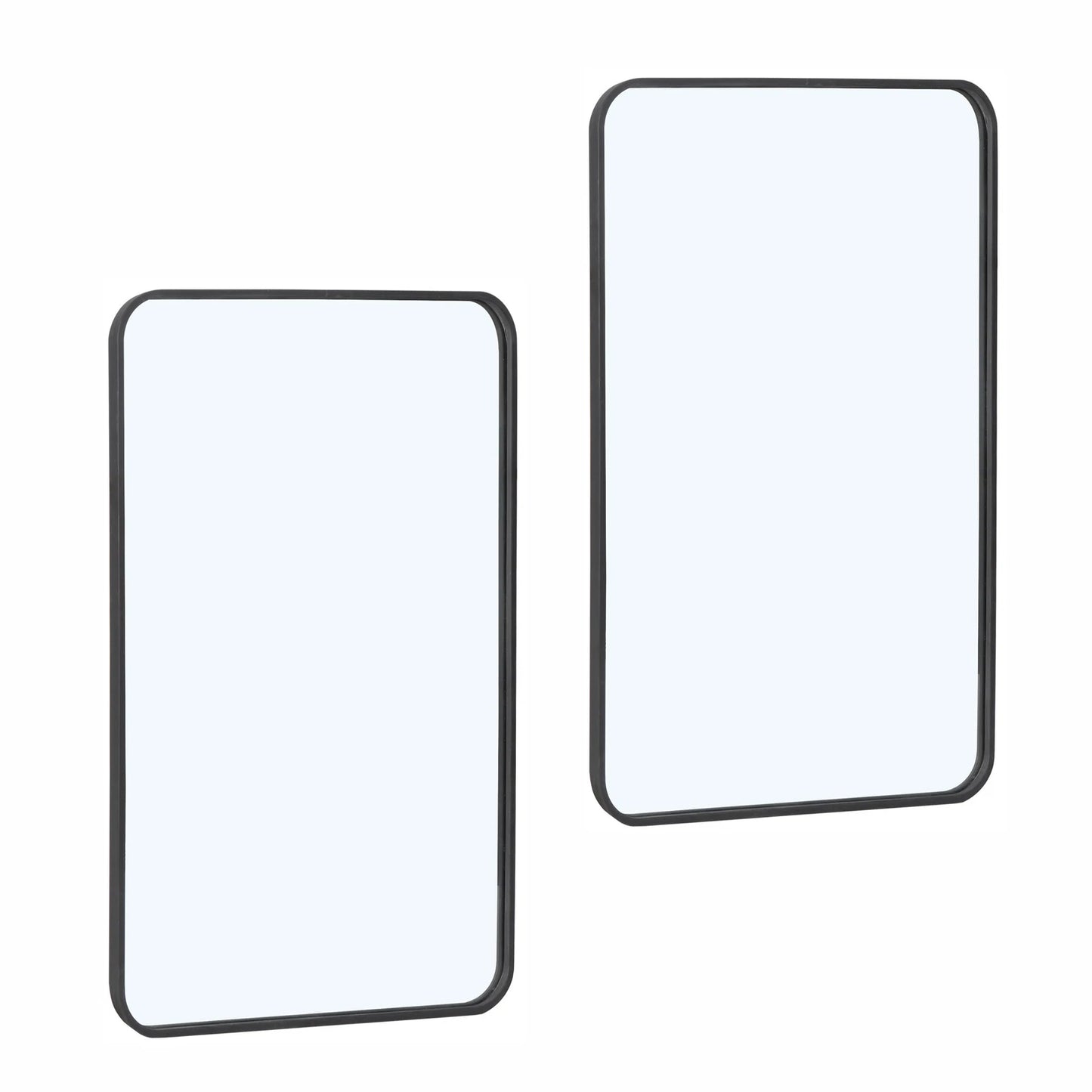 Home Collection 2 Pack 24" x 36" Black Metal Framed Wall Mirrors
