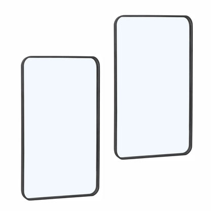 Home Collection 2 Pack 24" x 36" Black Metal Framed Wall Mirrors
