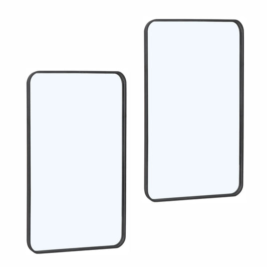 Home Collection 2 Pack 24" x 36" Black Metal Framed Wall Mirrors