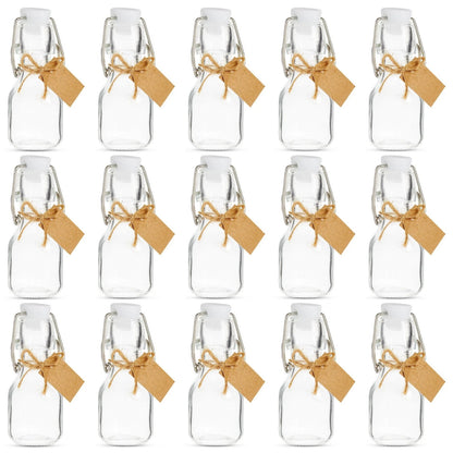 15-Pack Mini Swing Top Glass Bottles