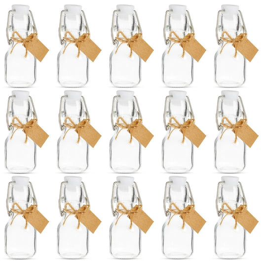 15-Pack Mini Swing Top Glass Bottles