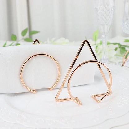 Home Collection 4-Pack Gold Geometric Metal Napkin Rings – Circle & Triangle Design