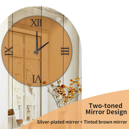 High-End Silver Mirrored Wall Clock with Roman Numerals