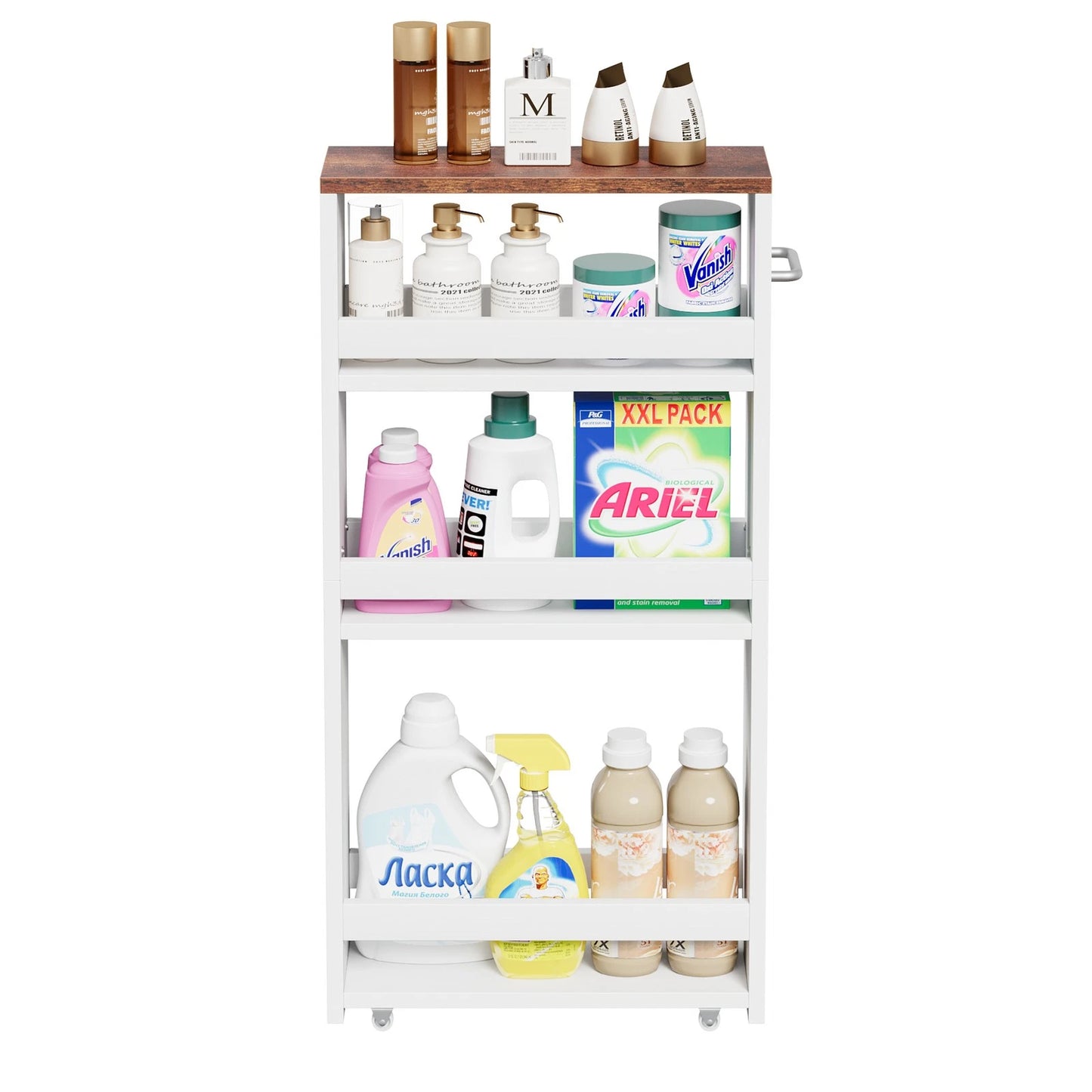 Home Collection 4-Tier Slim Rolling Storage Cart