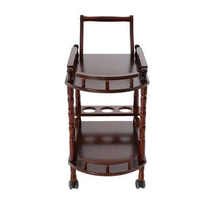 Solid Wood Bar Cart with Bottle Rack