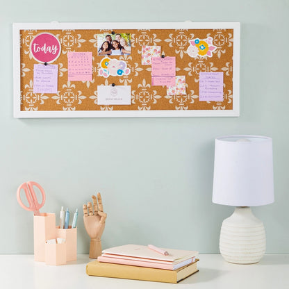 Decorative Cork Board for Walls with White Frame