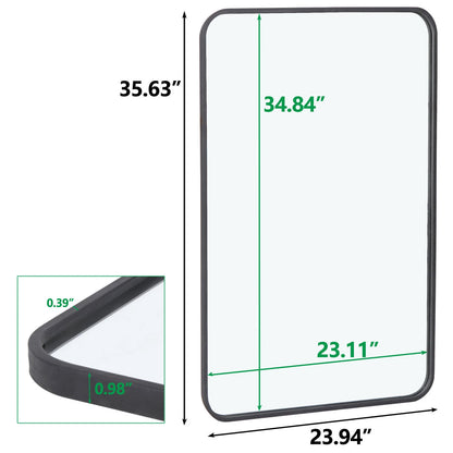Home Collection 2 Pack 24" x 36" Black Metal Framed Wall Mirrors