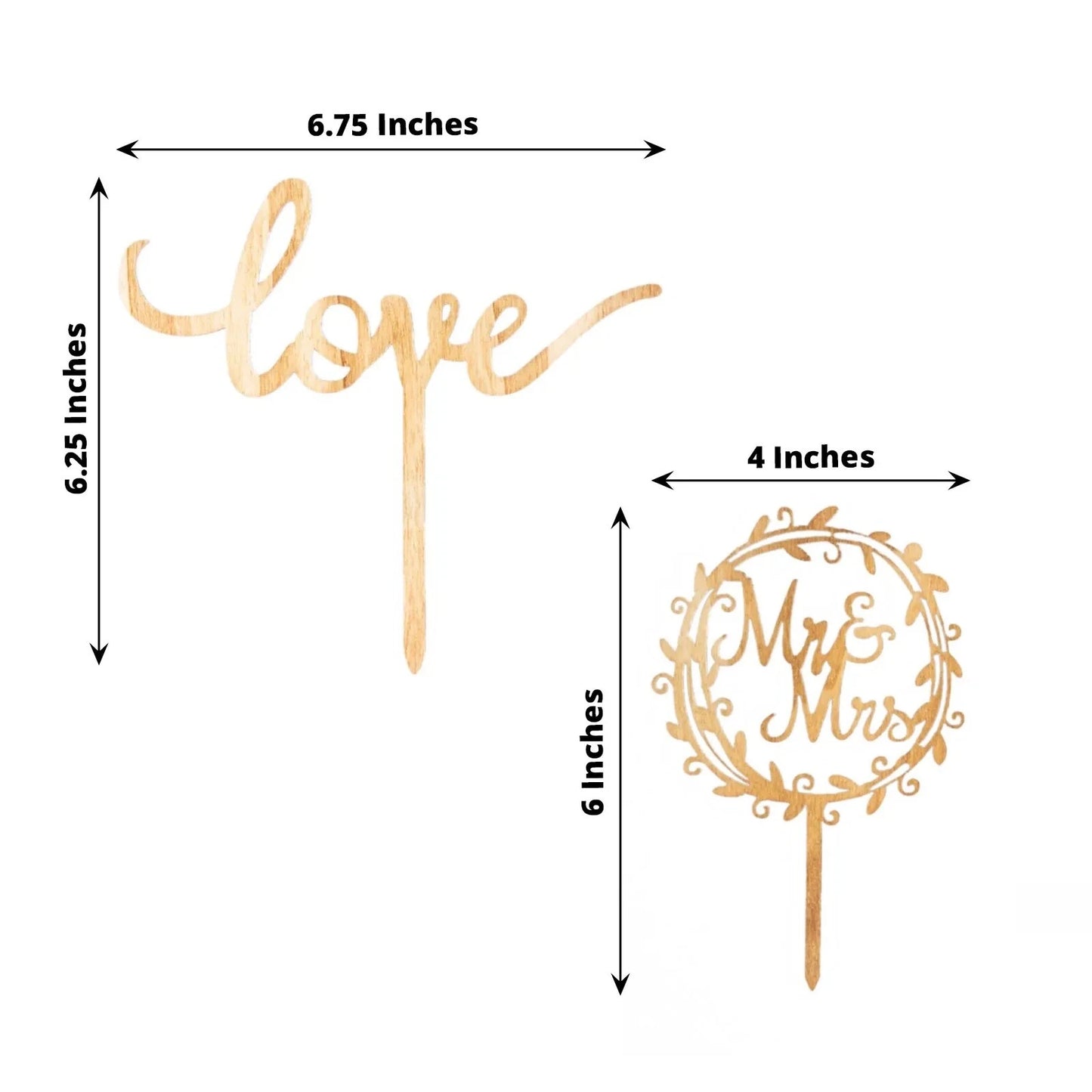 Home Collection 2-Piece Wooden Wedding Cake Toppers Set
