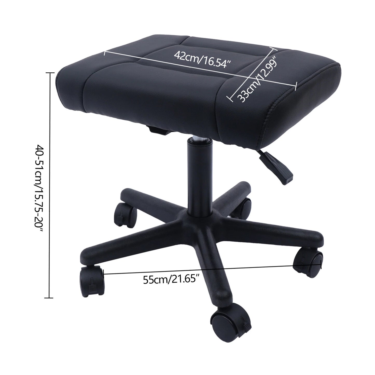 Office Foot Stool with Wheels Height Adjustable Rolling Leg Rest