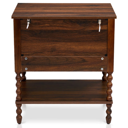 Solid Wood Side Table with Spindle Legs