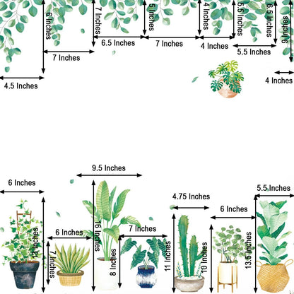 Home Collection Removable Green Potted Plants Wall Stickers