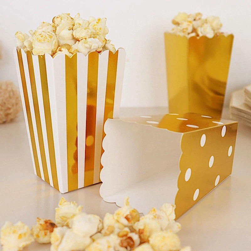 Home Collection 36-Pack White Gold 5" Cardboard Popcorn Style Party Favor Boxes