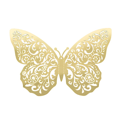 10 Gold 12" Metallic 3D Butterfly Wall Decals
