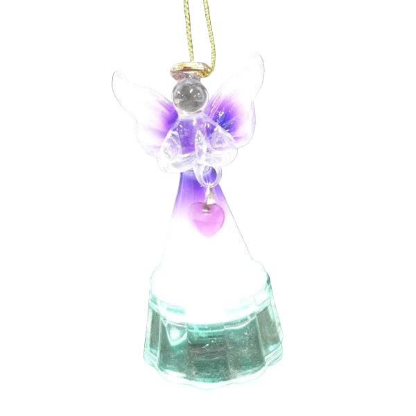 February Birthstone Illuminated Glass Angel Ornament