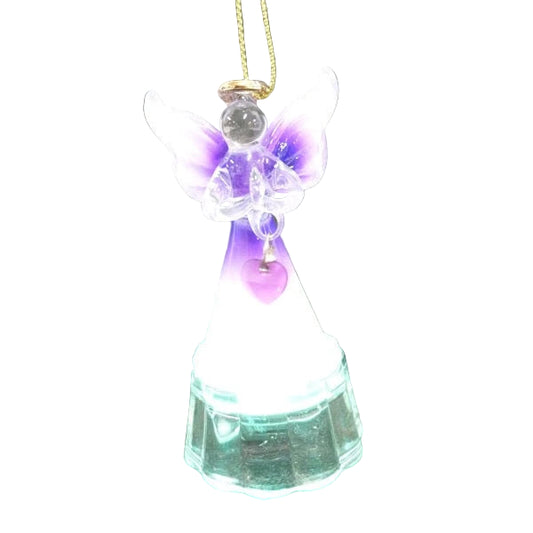 February Birthstone Illuminated Glass Angel Ornament