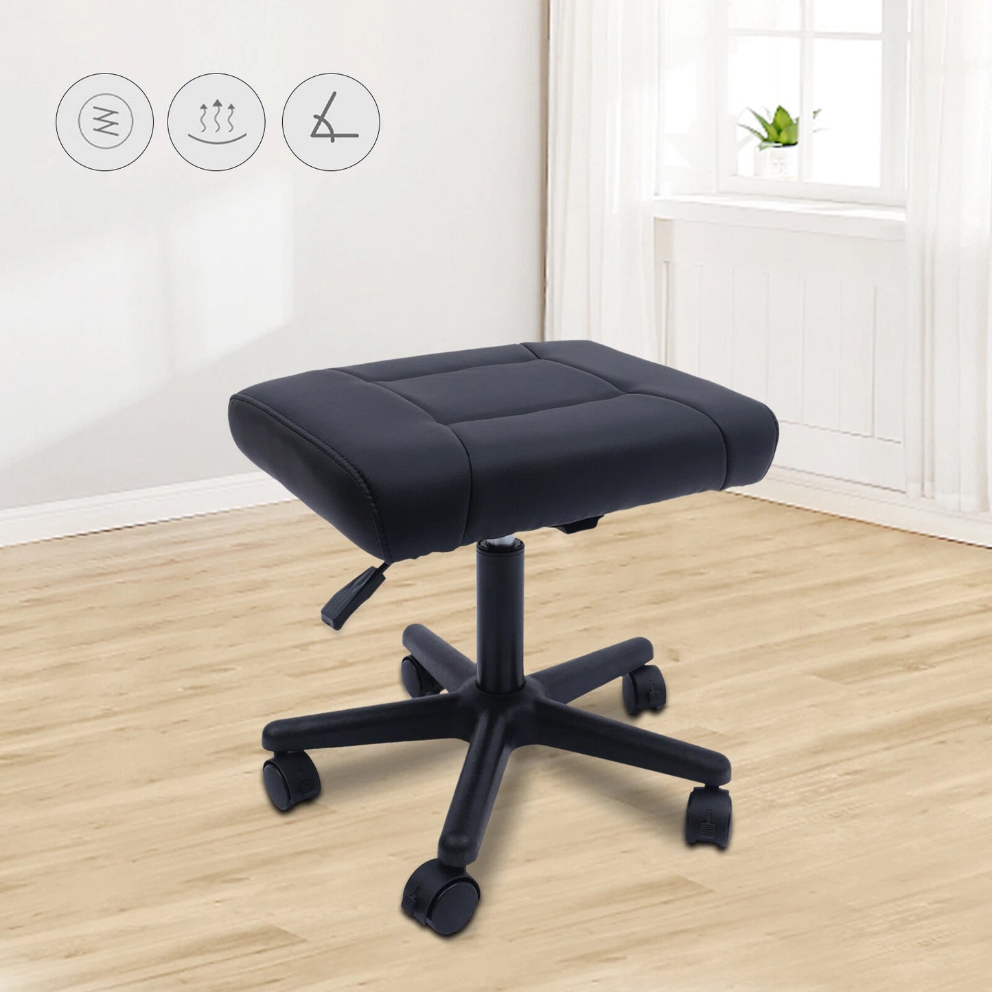 Office Foot Stool with Wheels Height Adjustable Rolling Leg Rest