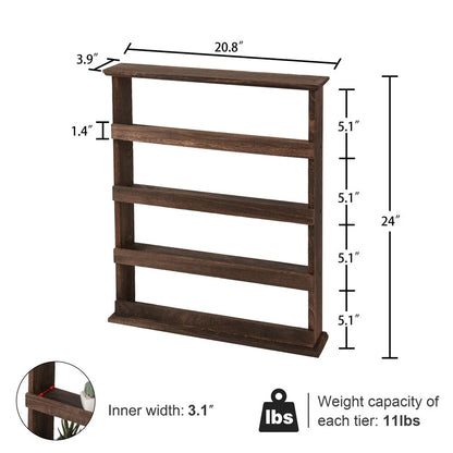 Rustic Torched Wood 4-Tier Wall Hanging Spice Rack