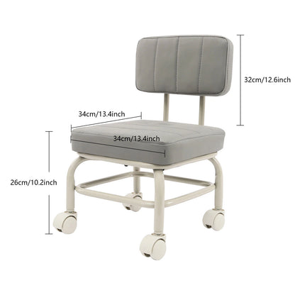 Low Rolling Stool with Backrest – Swivel Caster Wheels
