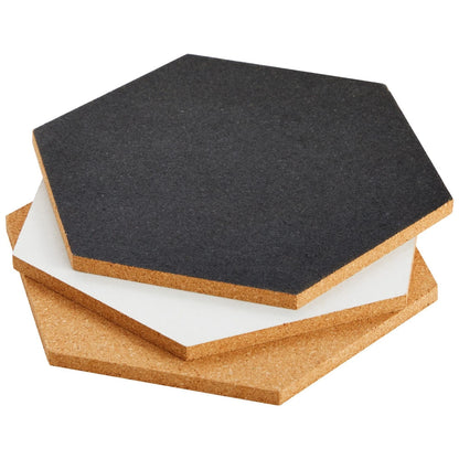 3-Pack Hexagon Cork Board Tiles with Pins