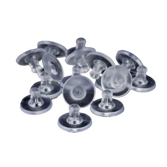100–400 Pcs Clear Silicone Earring Backs – 11mm Soft Disc Stoppers