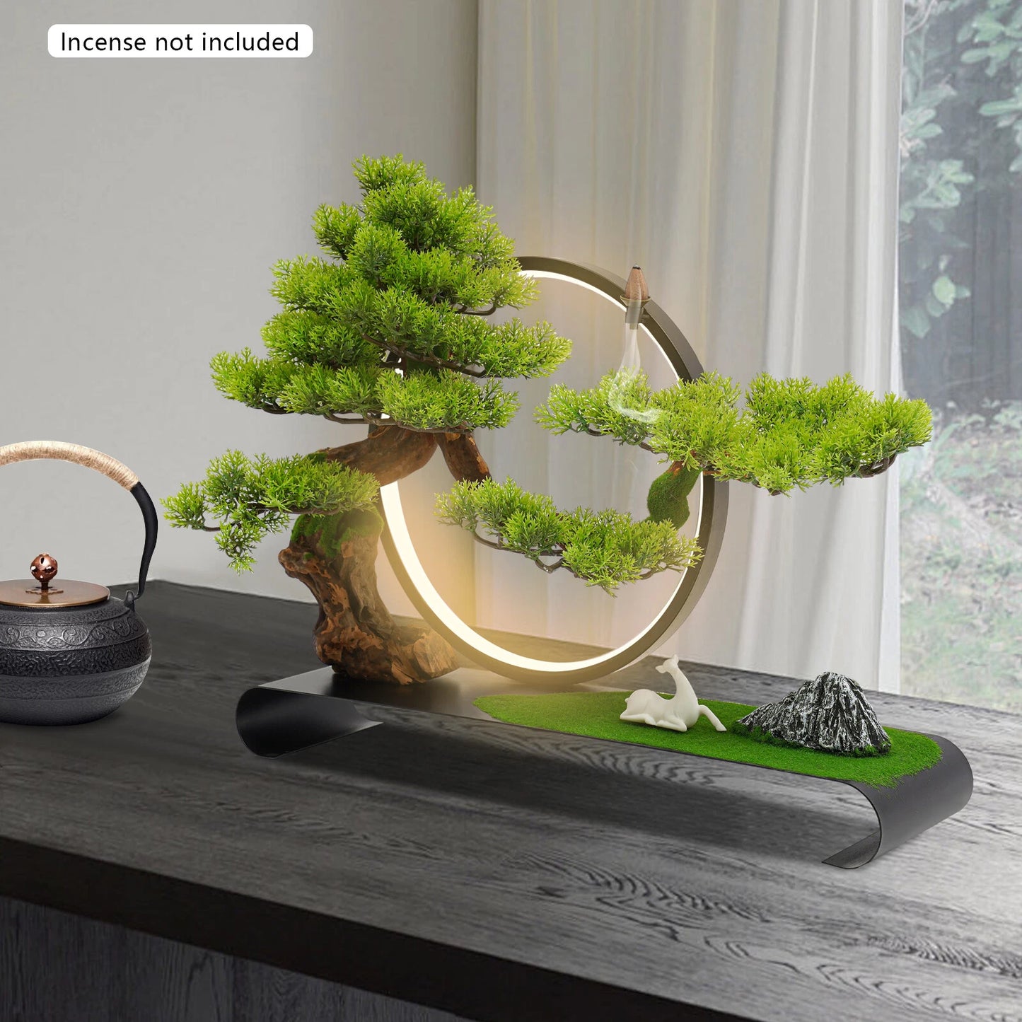 Zen Artificial Pine Tree with Lamp Ring Decoration