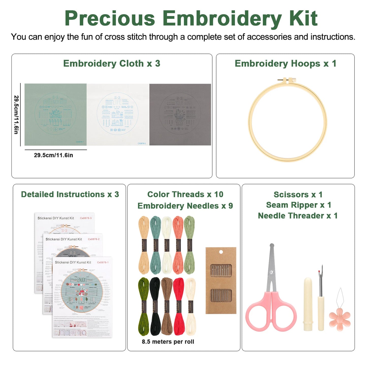 3 Sets Embroidery Kit